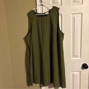 Liz Claiborne Olive Green  eyelet lined midi Dress